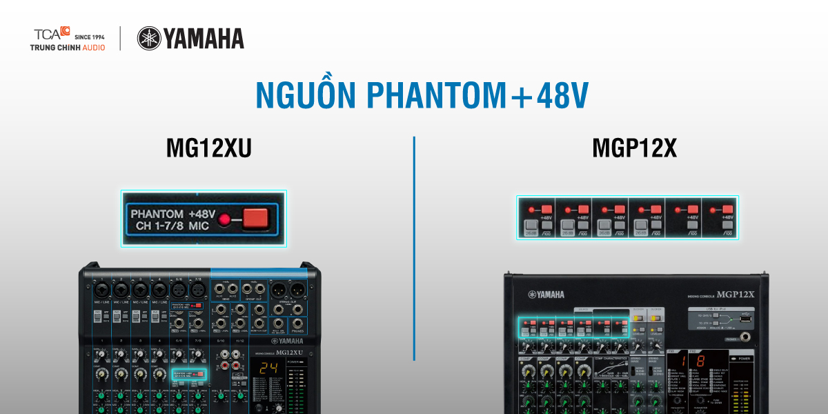 Nguồn Phantom trên mixer Yamaha MG và MGP